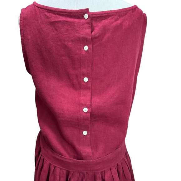 Palava Maroon Red Linen Dress with White Deer Print  |SZ: M | Sleeveless - Picture 5 of 14